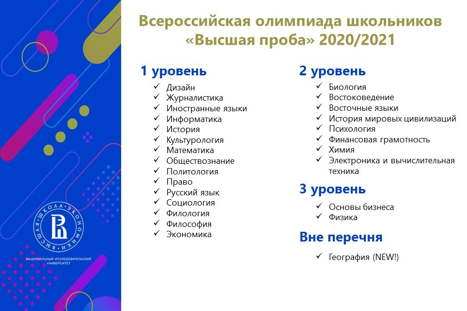 Открыта регистрация на Всероссийскую олимпиаду школьников «Высшая проба»